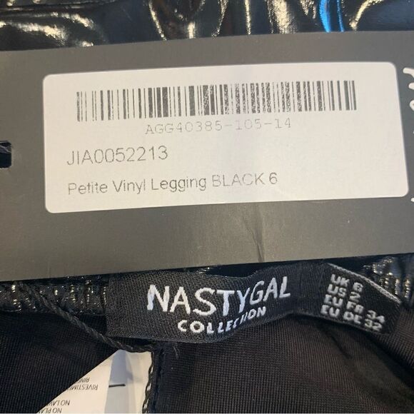 Nasty Gal Vinyl Petite Leggings Black Size 2 - Picture 11 of 11